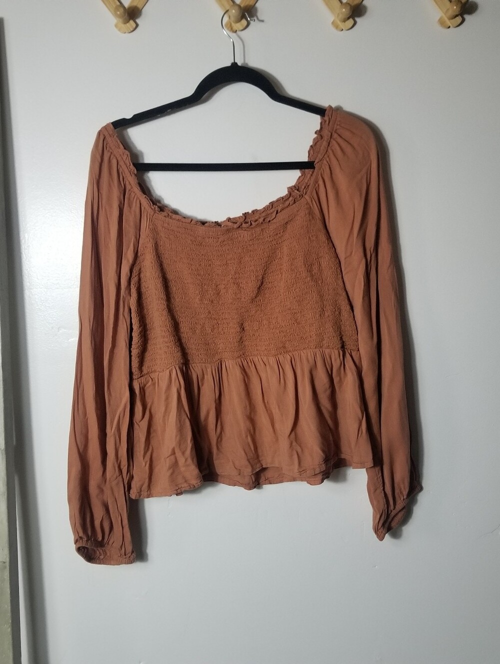 OLD NAVY WOMEN'S LONG SLEEVE PEPLUM ORANGE BLOUSE SIZE XL